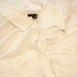XL SILK Ann Taylor White Button Up Blouse